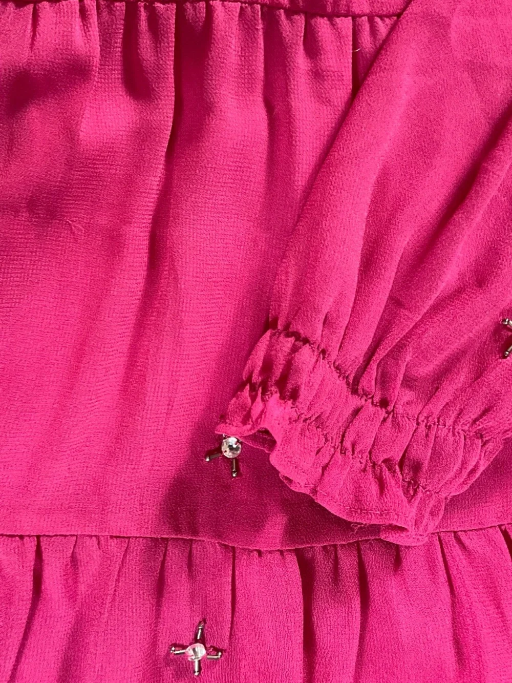 Zara Kids Magenta Long Sleeve Embellished Beaded Dress Size 10